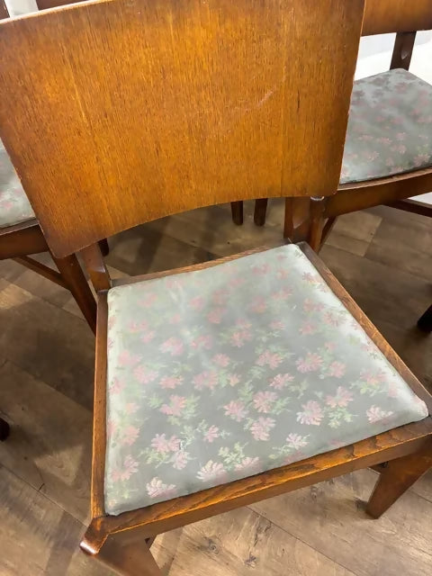 Vintage Oak Set Of Six Dining Chairs