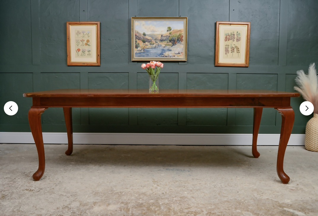 7.5 ft Solid Mahogany Dining Table - 8 Seater - Rectangular - Queen Anne Style