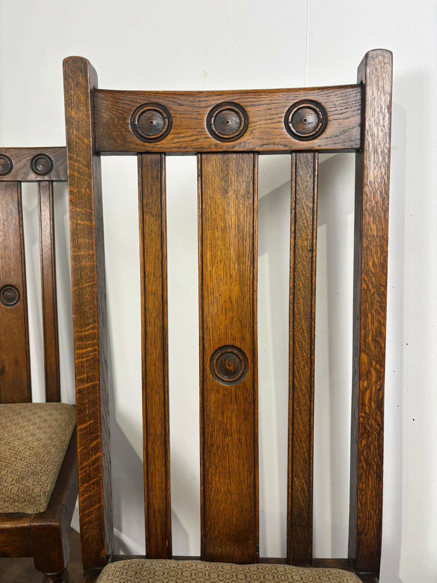 Vintage Set of Four Oak High Back Barley Twist Dining Chairs