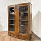 Vintage 1940s Oak Two Door Glazed Bookcase