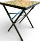 Vintage Folding Table with Holly Pattern | Rustic Wooden Accent Table