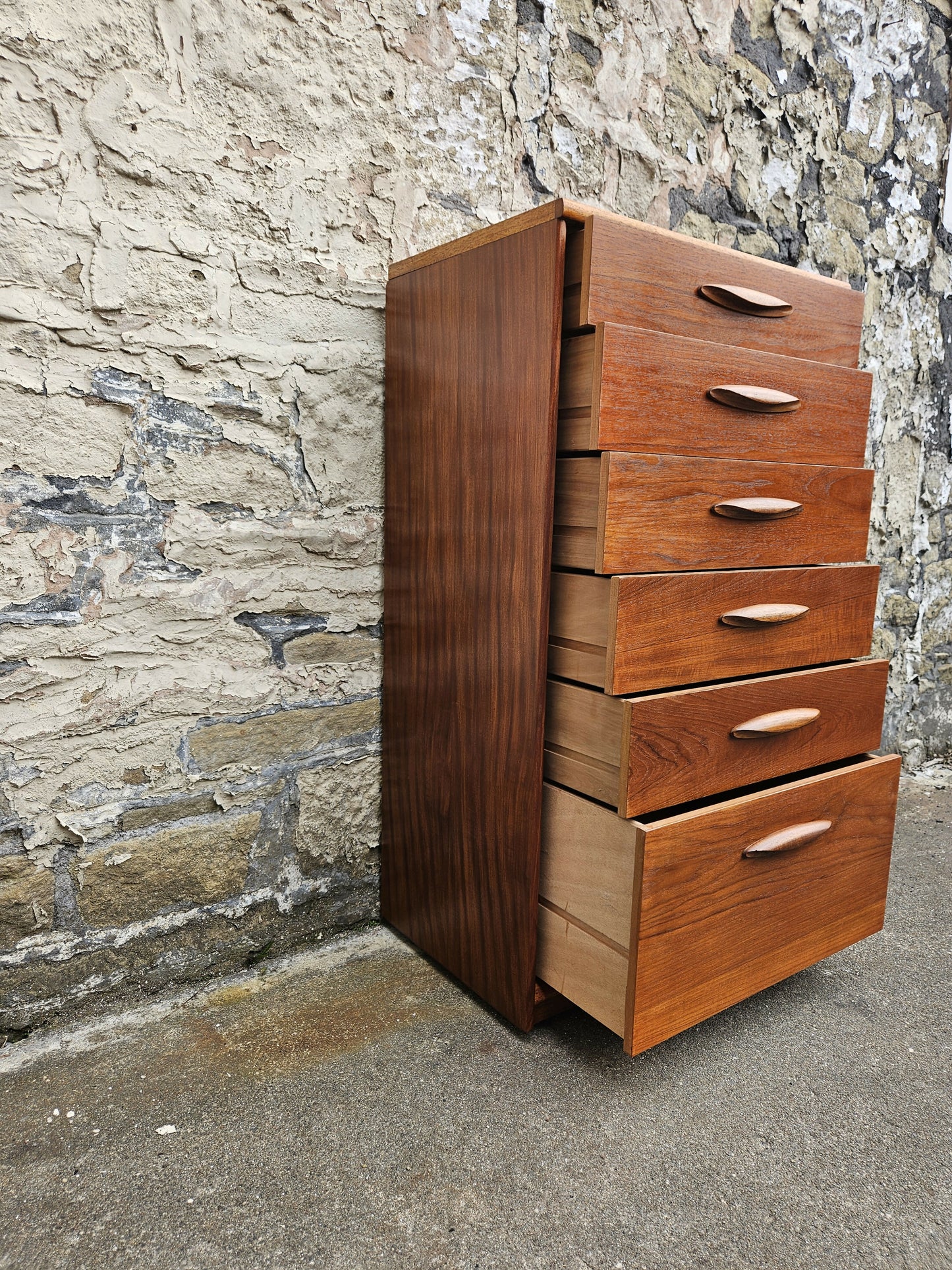 Austinsuite Chest of Drawers: Mid-Century Modern Tallboy Cabinet Teak Six Drawer