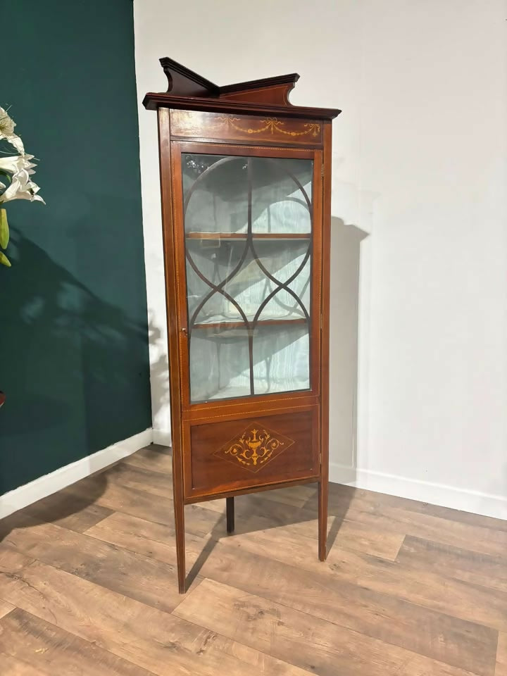 Edwardian Mahogany Inlaid Corner Display Cabinet99