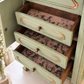 French-Style Miniature Armoire Jewellery Cabinet, Trinket Keepsake Box, Sage Green & Antique Gold
