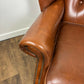 Tan Leather Chesterfield Style Wingback Armchair