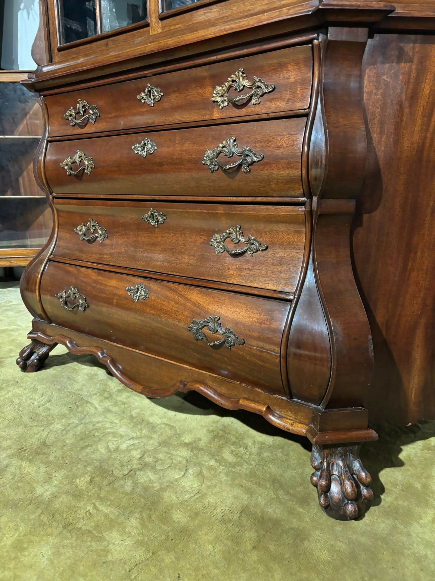 Dutch Mahogany 19th Century Bombe Display Cabinet1