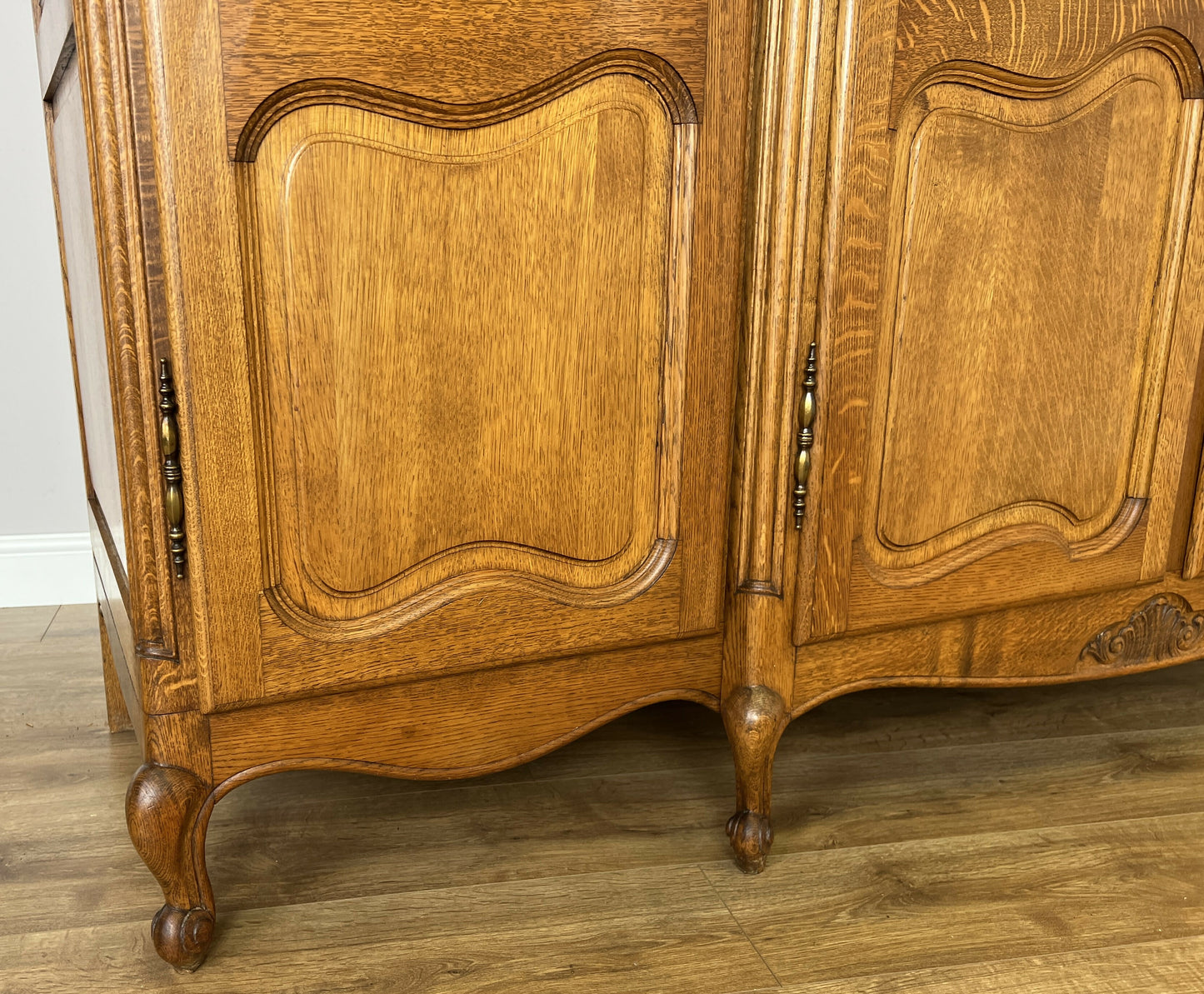Wardrobe Vintage French Louis XVI Style Oak Four Door Carved Armoire LOT 6398