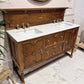 Vintage Wooden Oak Double Vanity Unit