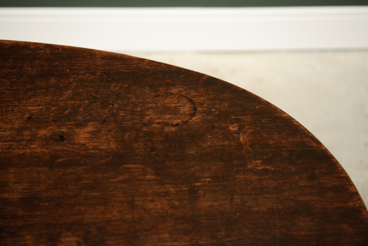 Antique Oak Oval Breakfast Dining Table on Castors - Kitchen Table
