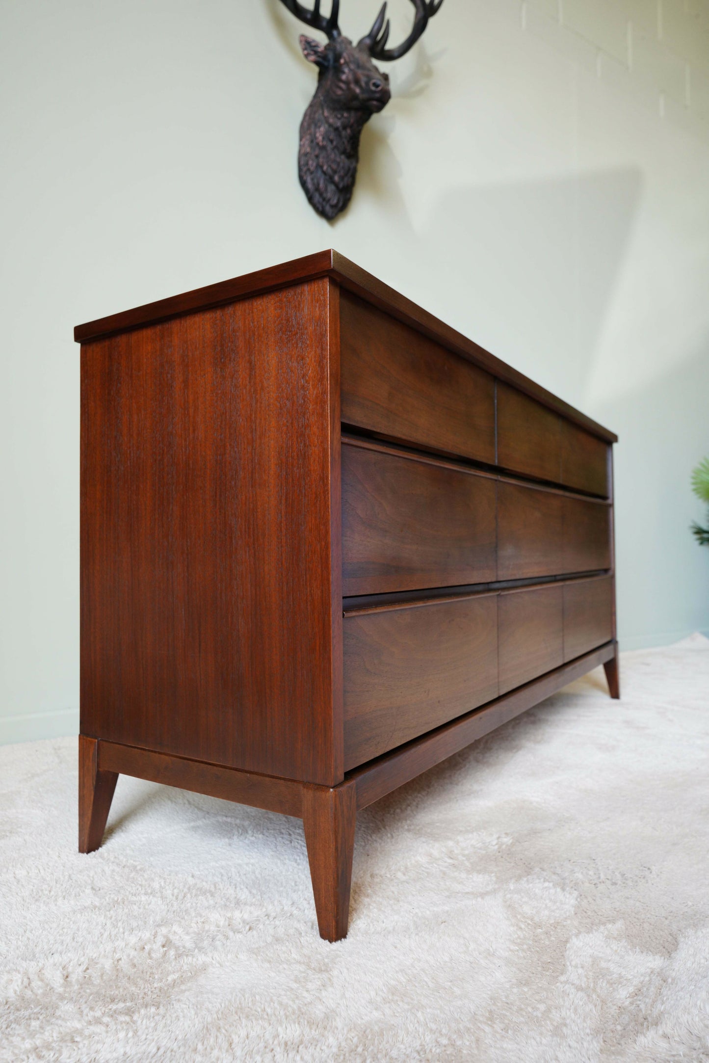 Nine Drawer Vintage Chest In Figured Walnut – Canada, C. 1960s