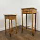 Pair of Vintage French Bamboo Side Tables with Hand-Painted Rose Detail