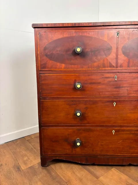 Victorian Mahogany Inlaid Secretaire Chest of Drawers