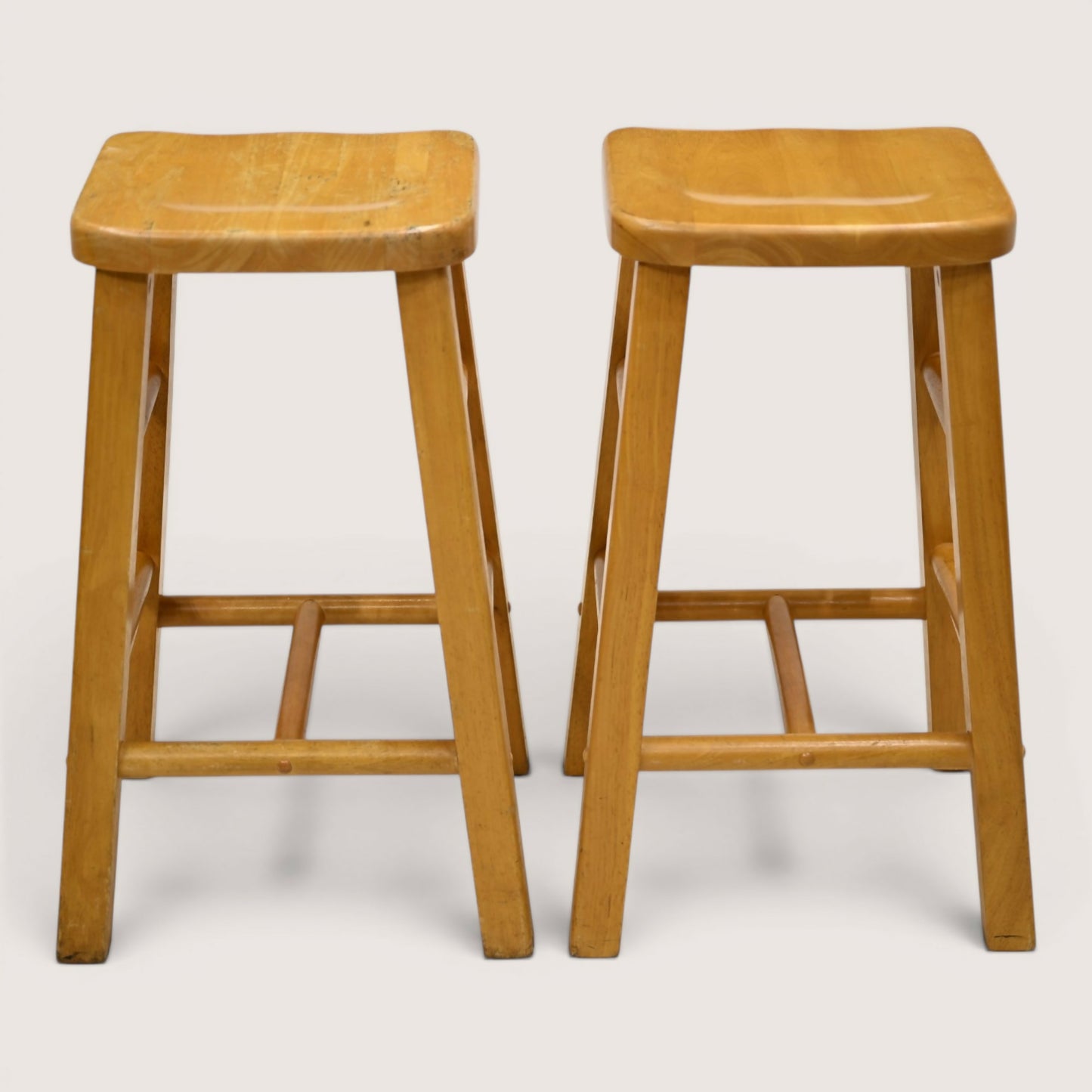 Pair Of Breakfast Bar Stools 66cm Seat Height Vintage Beech FREE UK Delivery*