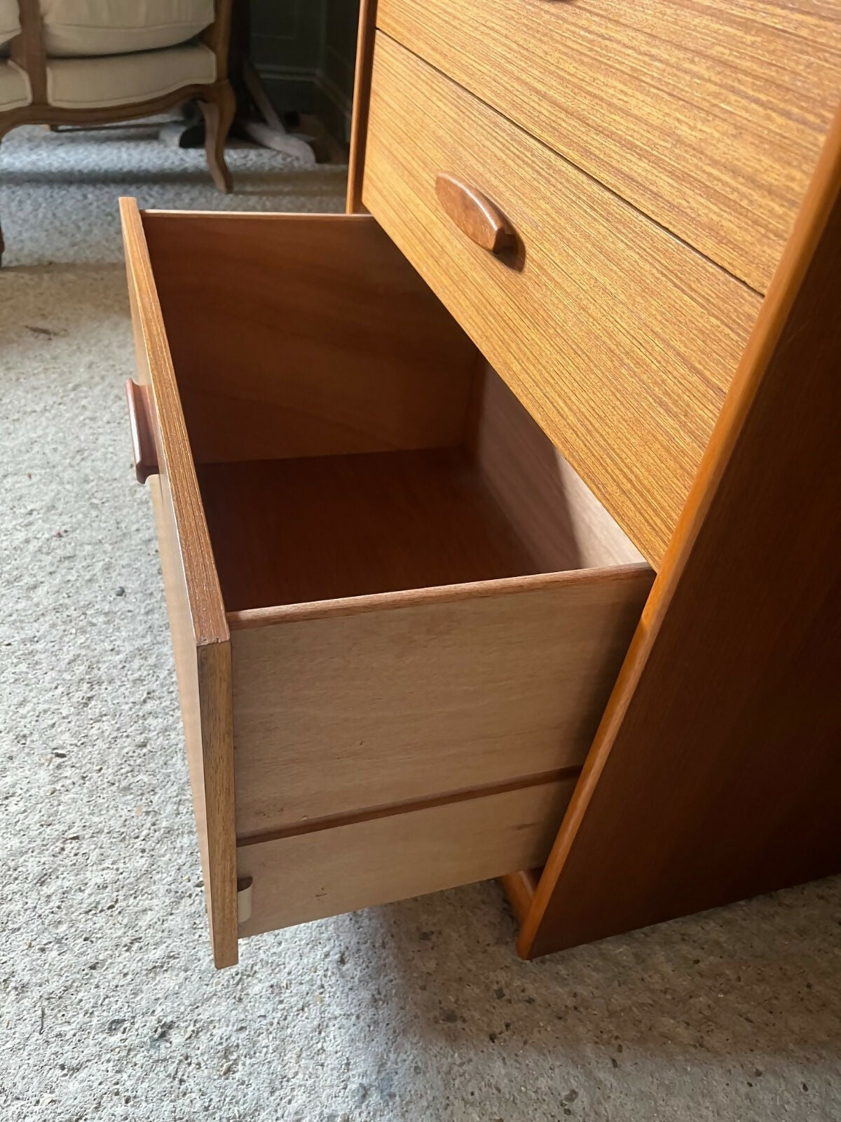 Vintage Teak Chest Of Drawers By Austin Suite 1960s V Deep Lower Drawer