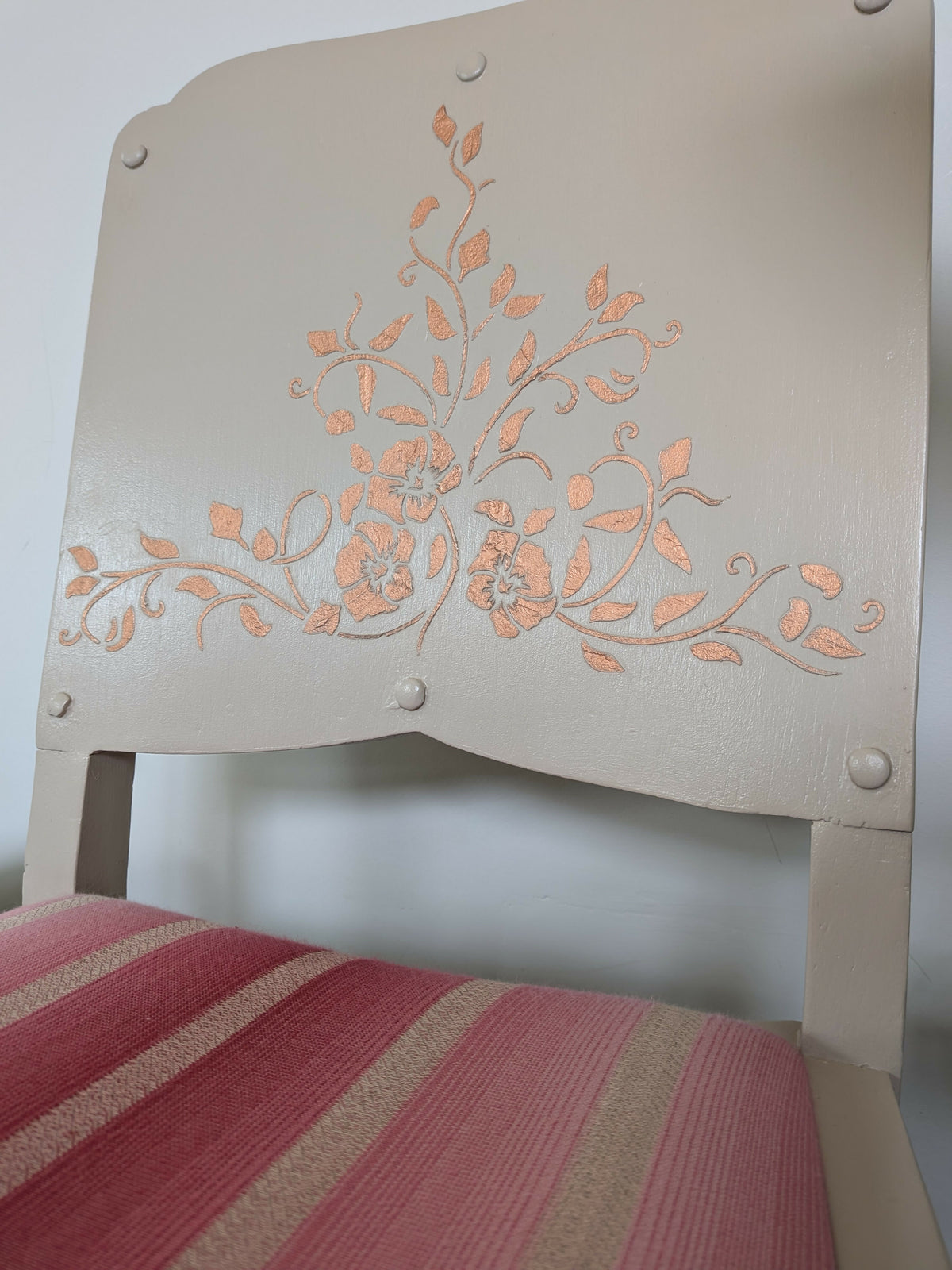 Upcycled statement chair – dressing table chair - cream taupe