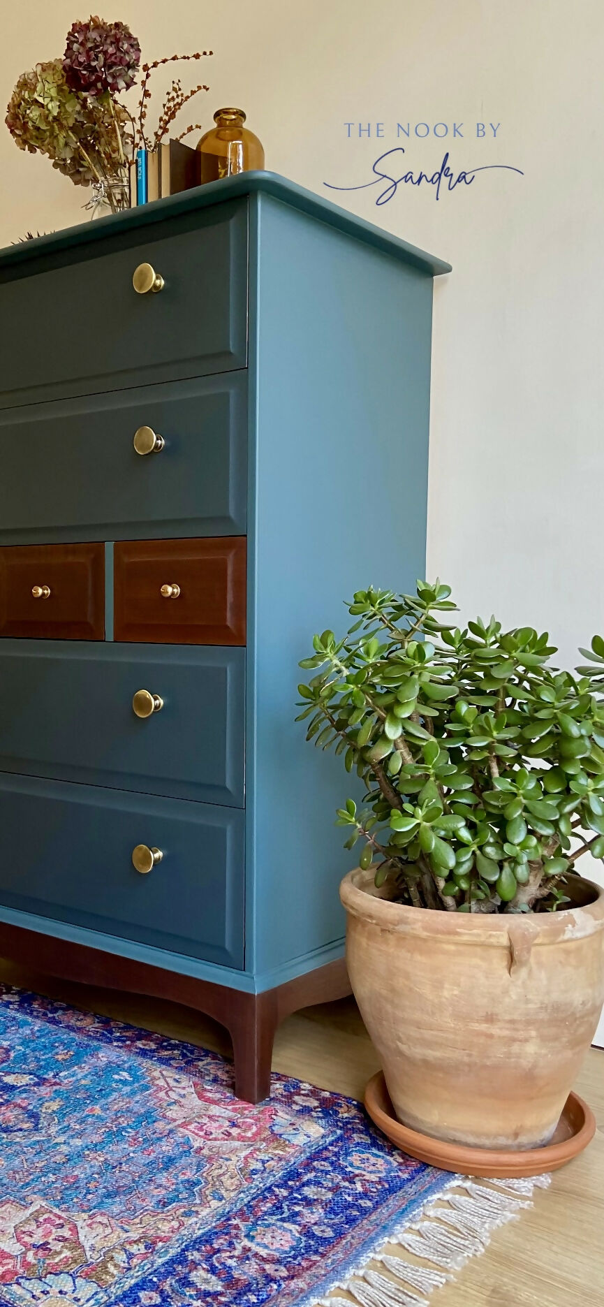 Stag Minstrel Chest of Drawers Upcycled in Two-Tone of Blue