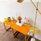 Pair of Bright Orange Side Tables/End Tables with Bobbin Details