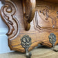 Coat Rack Vintage French Carved Oak Wall Mounted 6 Hooks Rack Hanger LOT 6227