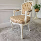 Louis XVl Newly Upholstered Accent Chair Silk Stripe Fabric, White Painted Frame