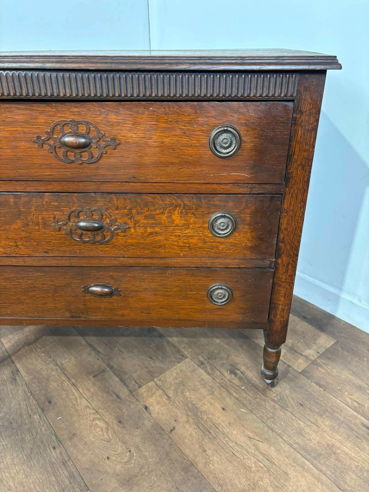 Vintage Oak Bedroom Chest of Three Drawers