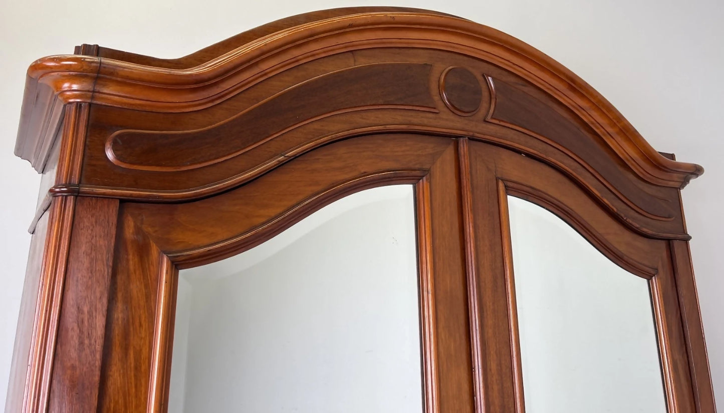Wardrobe Antique French Two Door Mahogany Mirrored Carved Armoire LOT 6152