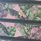Chest of Drawers. Dark Green and Pink Leaf Print. Upcycled Painted Bedroom Furniture