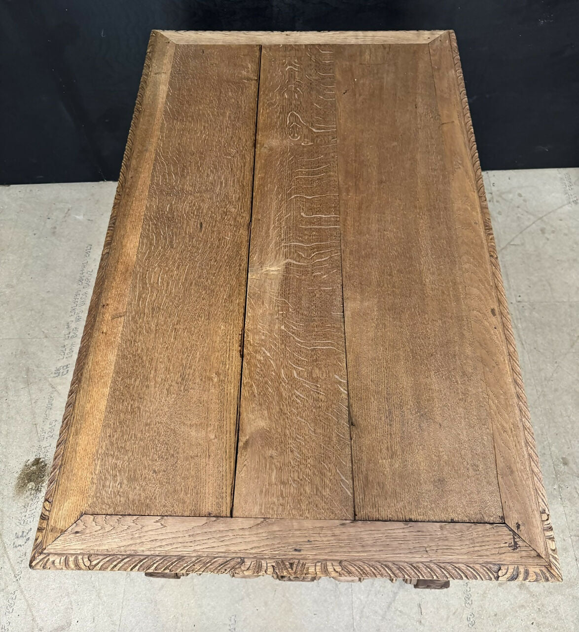 French Bleached Oak Carved Writing Desk