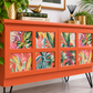 Tropical Coral Sideboard | Mid-Century Modern Cocktail Cabinet | Botanical Statement Furniture
