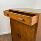 Vintage Oak Tallboy Wardrobe with Drawer Over Cupboard