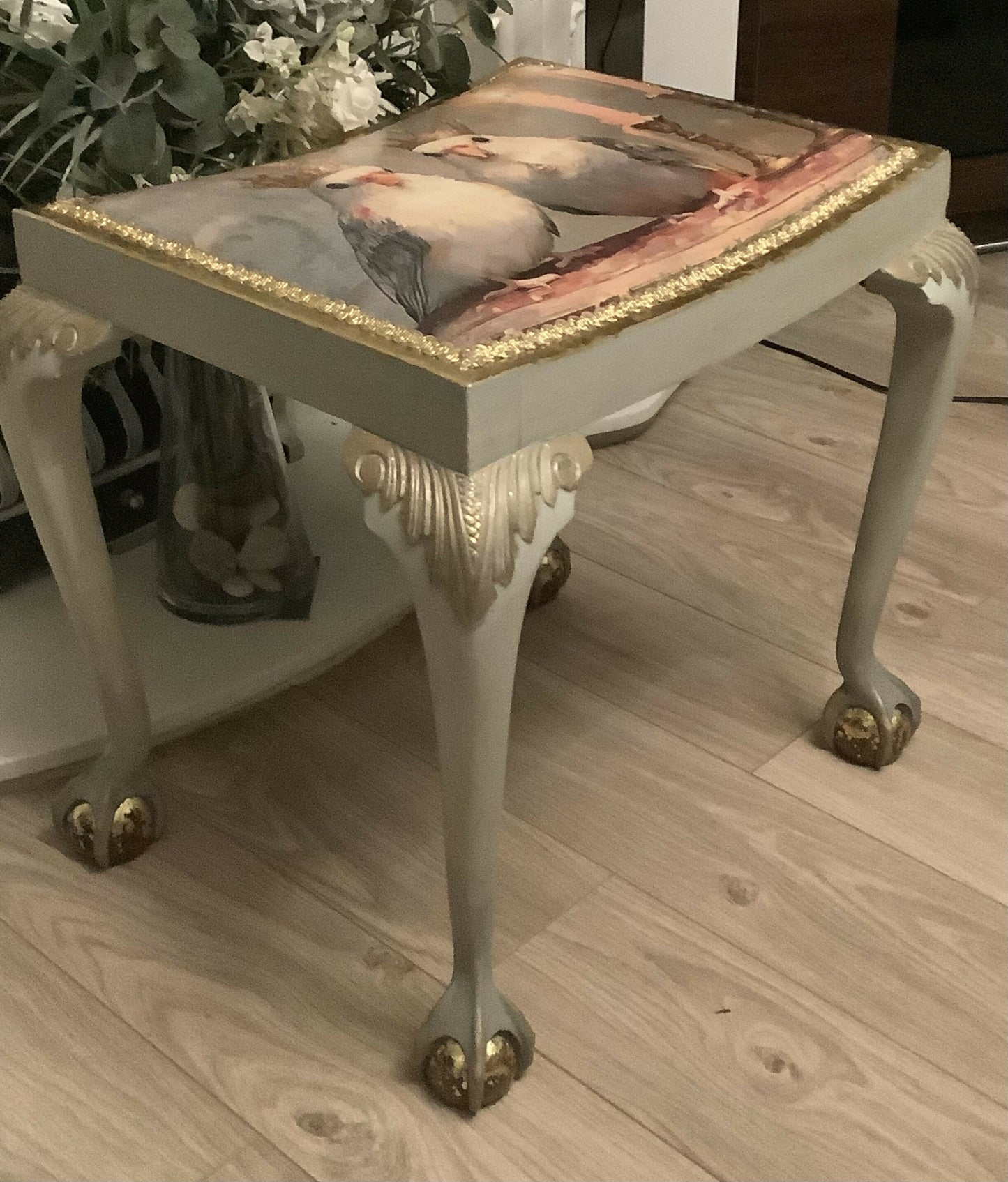 Bespoke Royal Parakeets piano stool