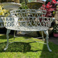 White Love Seat Patio Set with Bench in Pebble Grey