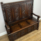 Monks Bench Antique French Style Oak Storage Hall Seat Coffee Bench LOT 6298