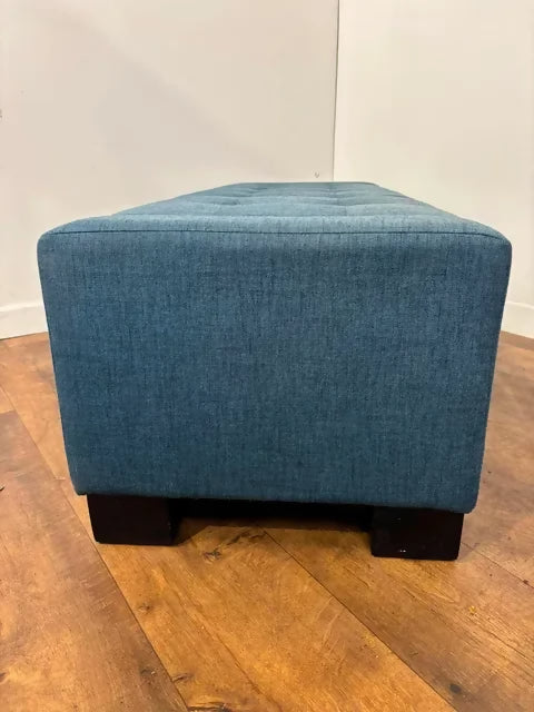 Modern Blue Upholstered Storage Ottoman Bench