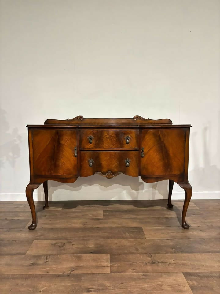 Vintage Queen Anne Style Figured Walnut Sideboard