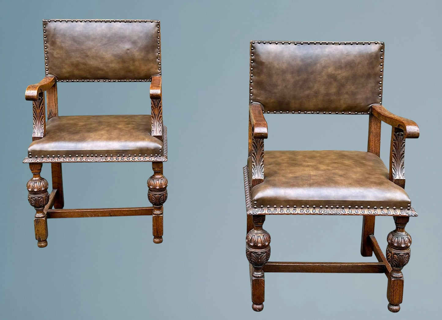 Good Quality Set of Six Carved Oak Dining Chairs