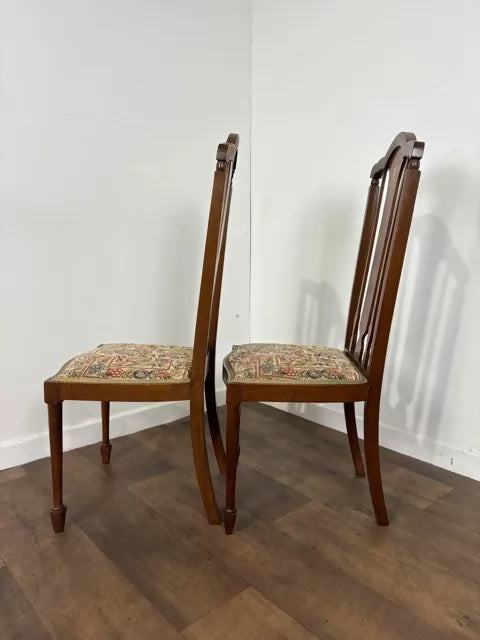 Pair of Edwardian Inlaid Mahogany Chairs