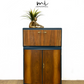 SOLD commissions available Navy Blue and Gold Art Deco Walnut Drinks Cabinet, cocktail cabinet, bar, sideboard, refurbished