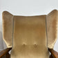 Vintage Pair Of Oak Framed Wing Back Armchairs