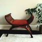 Vintage Carule Stool/Seat Indonesian Teak, Leather Padded Seat Cushion A Beauty!