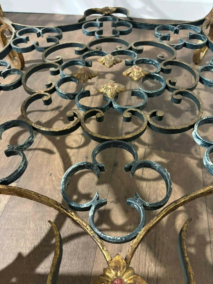 Ornate Reproduction Glass Topped Gilt Metal Framed Centre Table