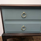 Vintage Stag Minstrel Dressing Table, Desk Dark Wood and Green Blue. Painted Upcycled Furniture