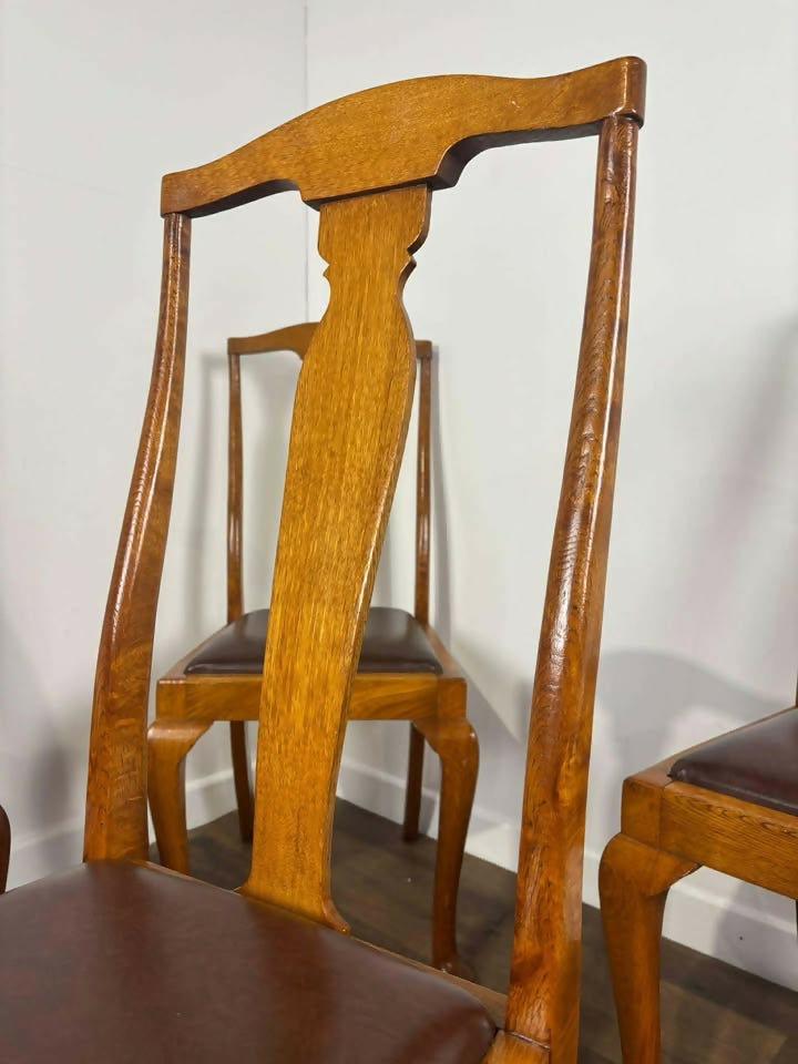 Vintage Set Of Four Honey Oak Dining Chairs