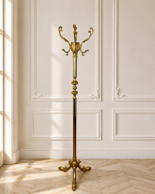 Standing Coat Hanger Vintage French Style Brass Ornate Coat Rack LOT 6453