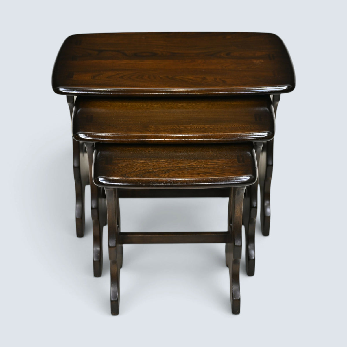Ercol Nest Of Tables 3 Solid Elm Table Traditional Dark Finish FREE UK Delivery*