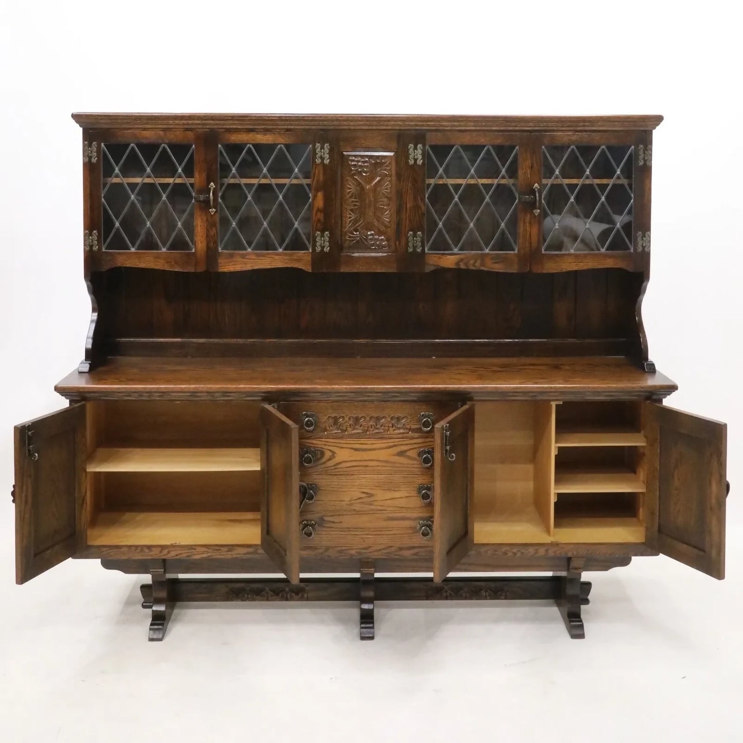 Raised Oak Dresser Cupboards Drawers Display Cabinets By Webber FREE UK Delivery