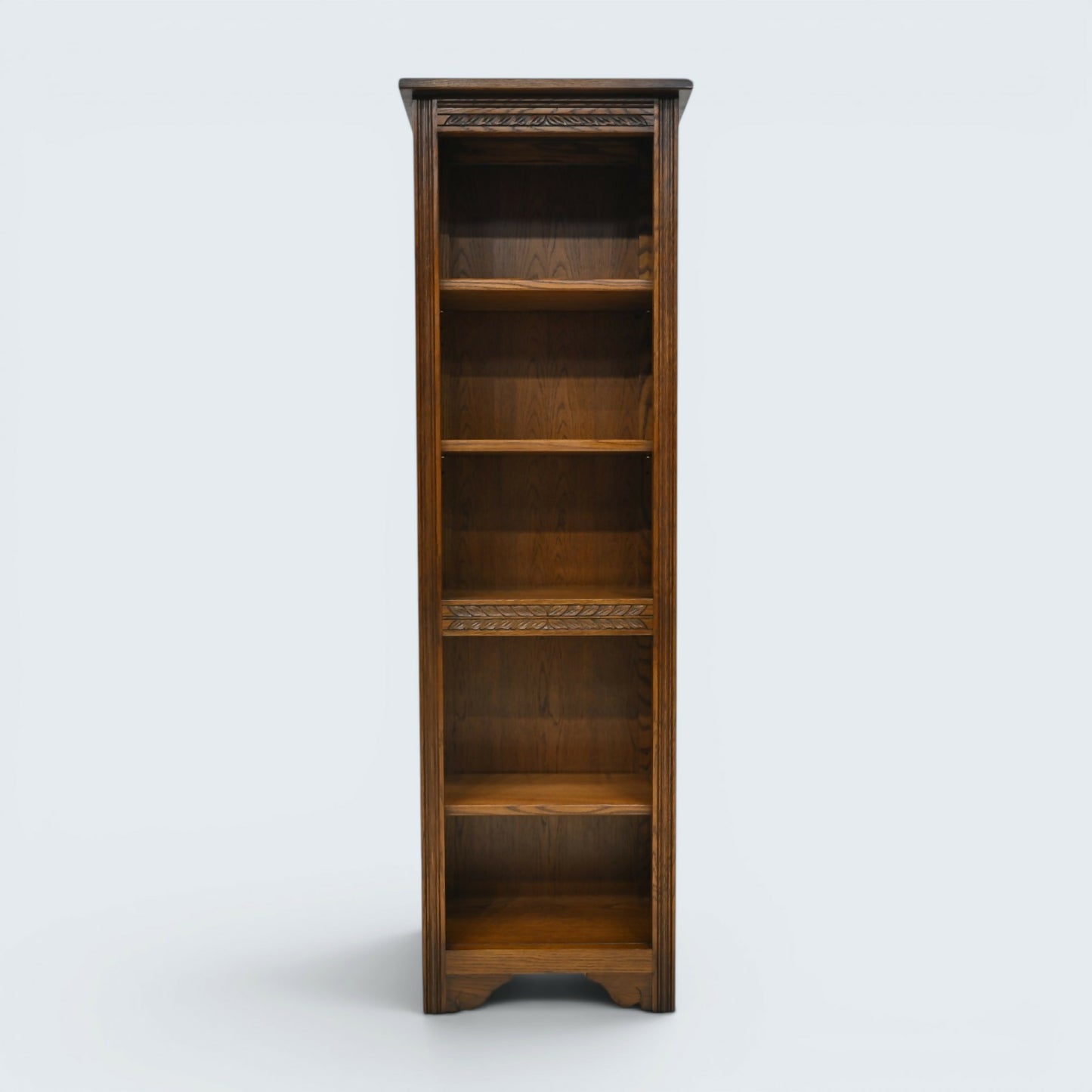 Old Charm Narrow Bookcase Finish 4 Shelves Light Oak Carvings FREE UK Delivery*