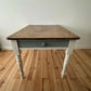Antique Pine Farmhouse Kitchen Table Scrub Stripped Rustic Top With End Drawer