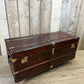 Unique luxury antique leather coffee table trunk