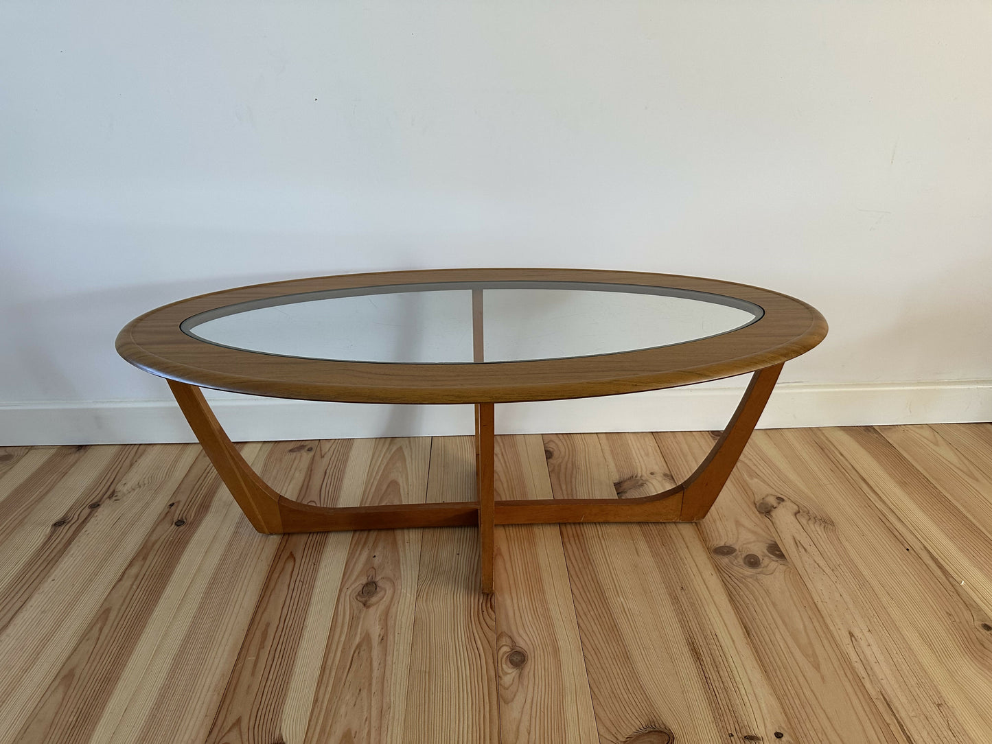 Mid Century Teak Coffee Table with Glass Top