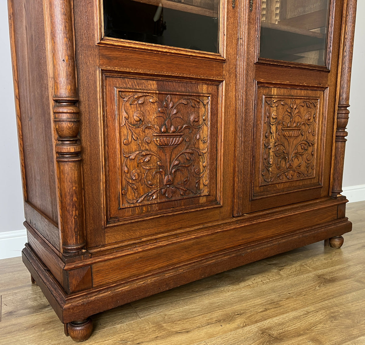 Bookcase Antique French Style Glazed Display Oak Cabinet Sideboard LOT 6513